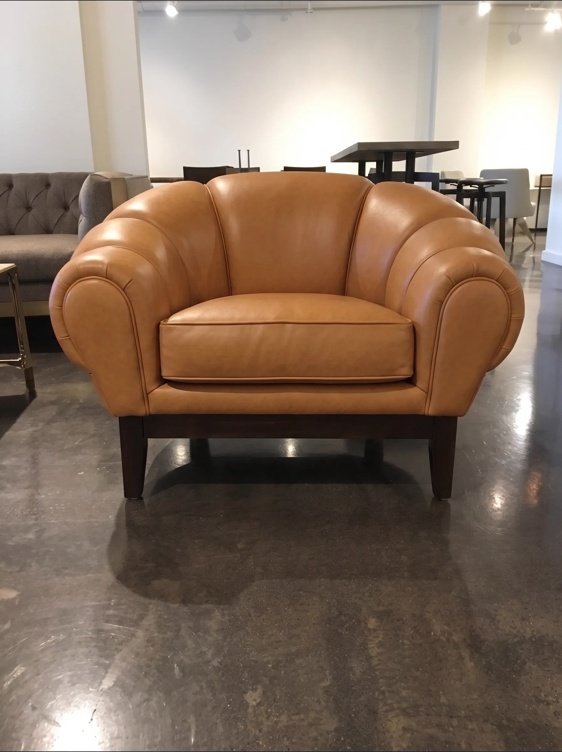 Leather club chair after full restoration